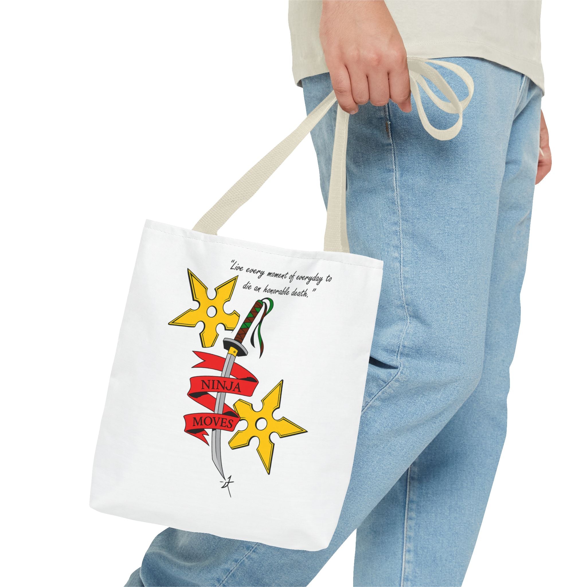 Honorable Death Tote Bag, Stylish Shopper Bag, Gift for Martial Arts Fans, Unique Graphic Tote, Motivational Quote Bag