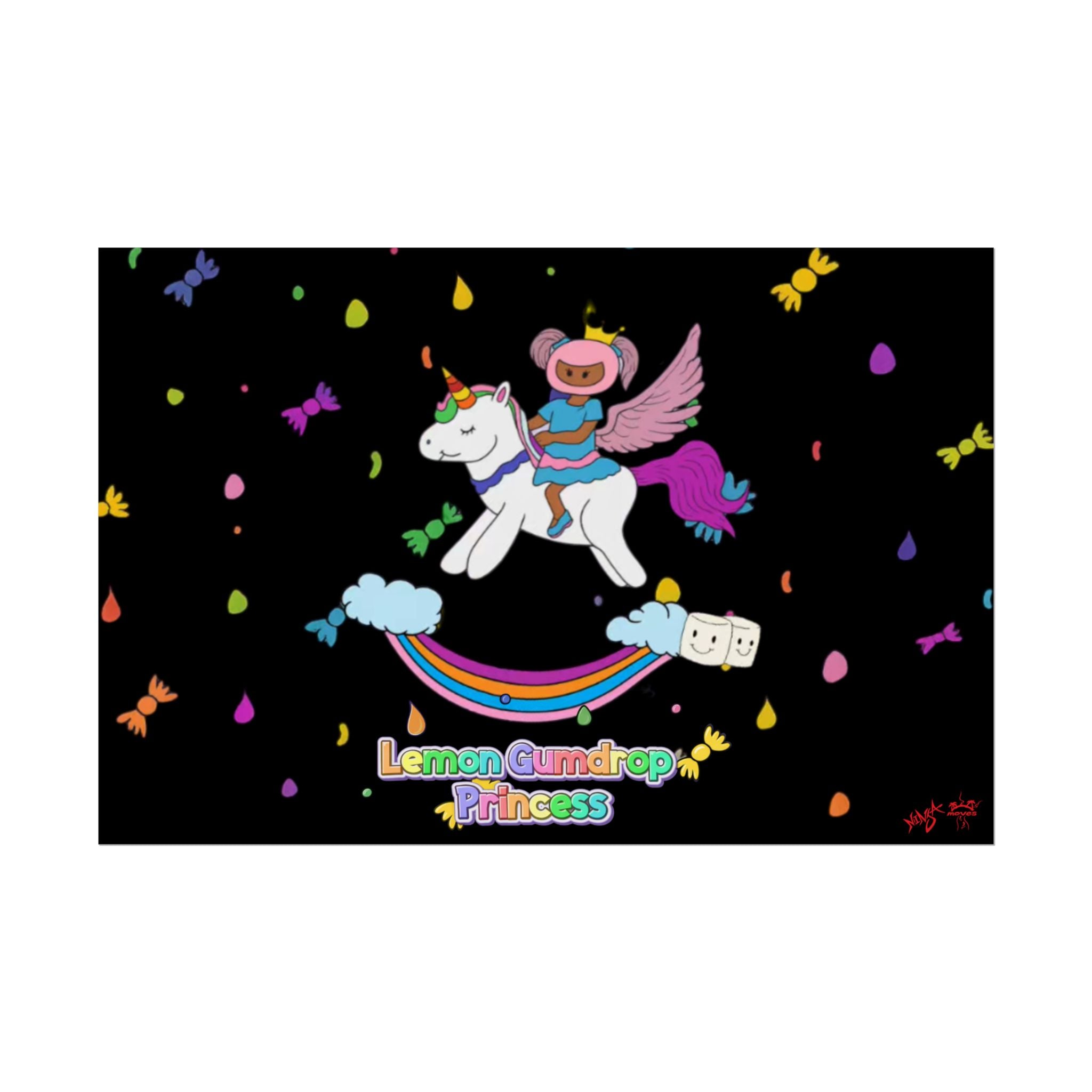 Lemon Gumdrop Princess Rolled Poster — Cute Unicorn Rainbow Wall Art