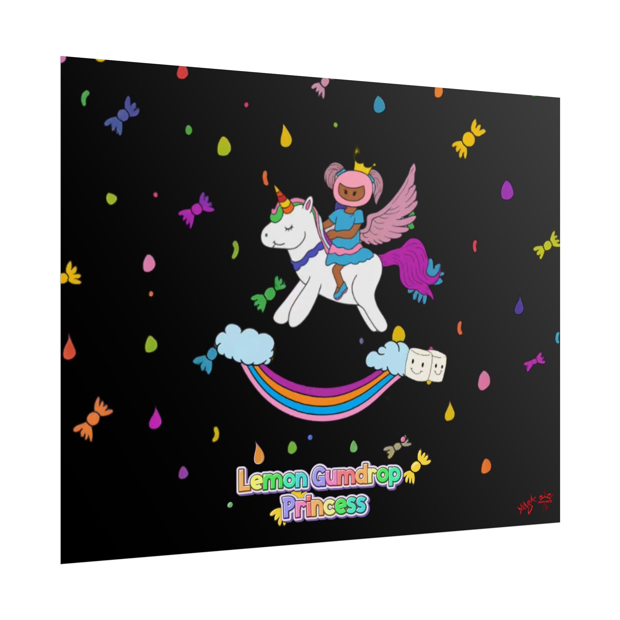 Lemon Gumdrop Princess Rolled Poster — Cute Unicorn Rainbow Wall Art