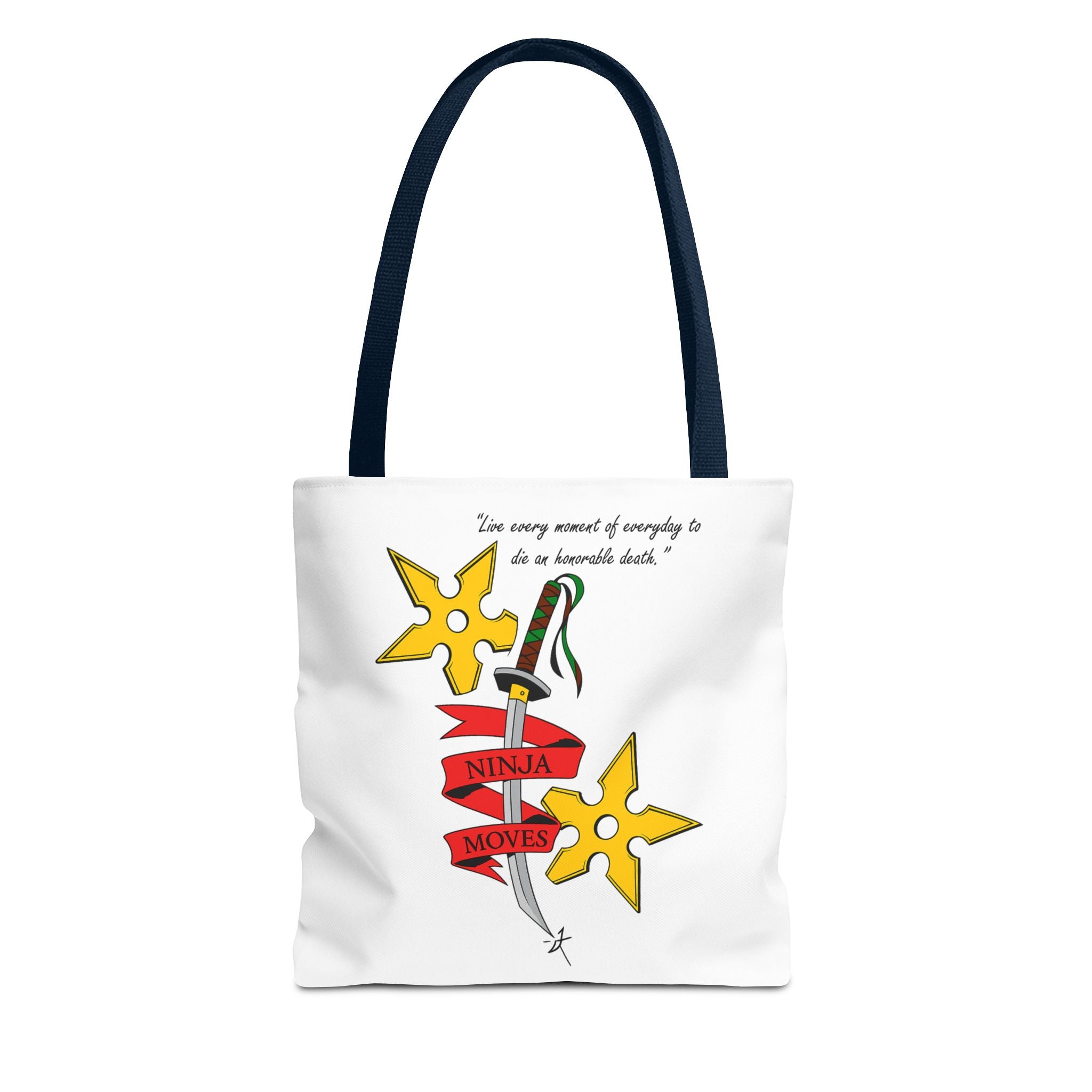 Honorable Death Tote Bag, Stylish Shopper Bag, Gift for Martial Arts Fans, Unique Graphic Tote, Motivational Quote Bag