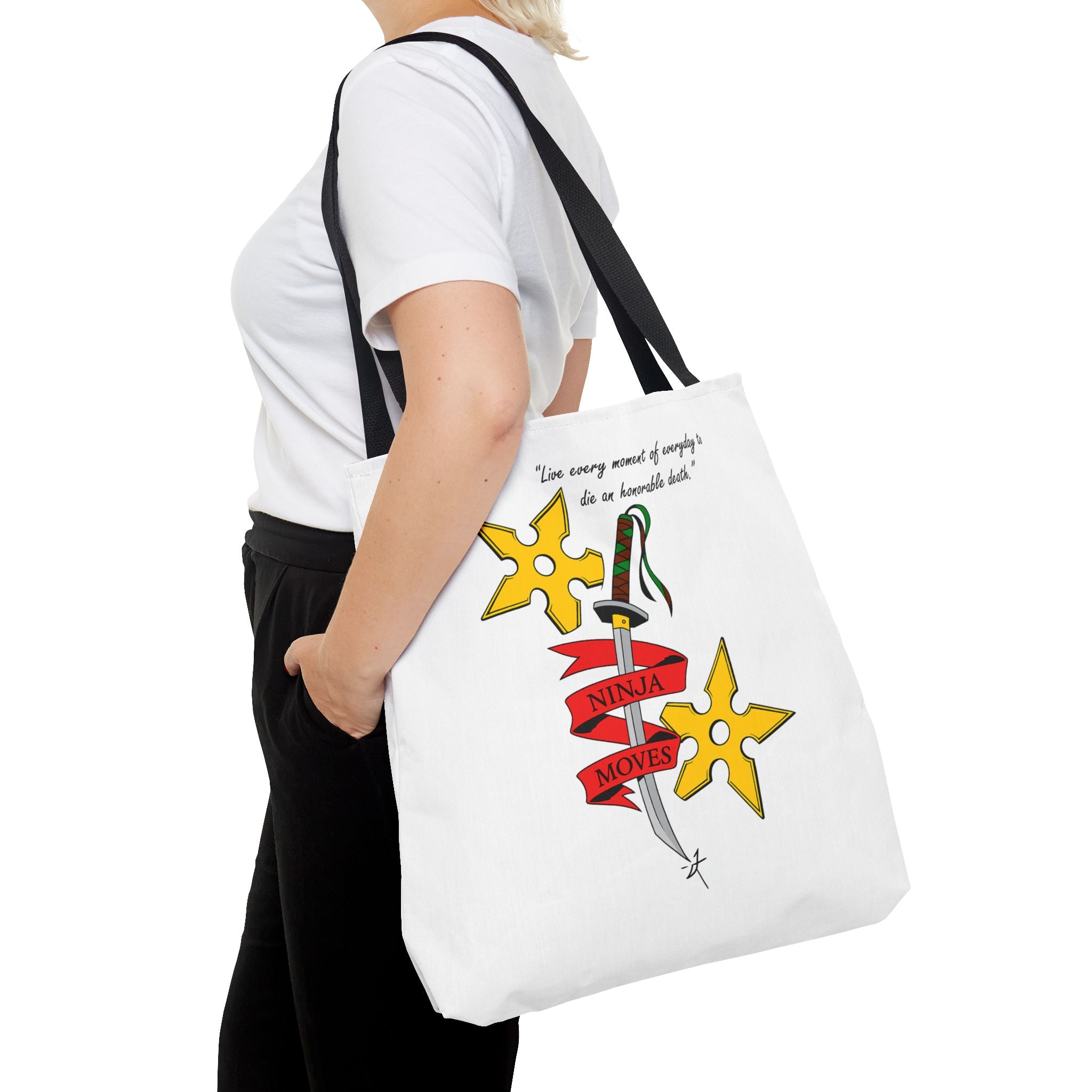 Honorable Death Tote Bag, Stylish Shopper Bag, Gift for Martial Arts Fans, Unique Graphic Tote, Motivational Quote Bag