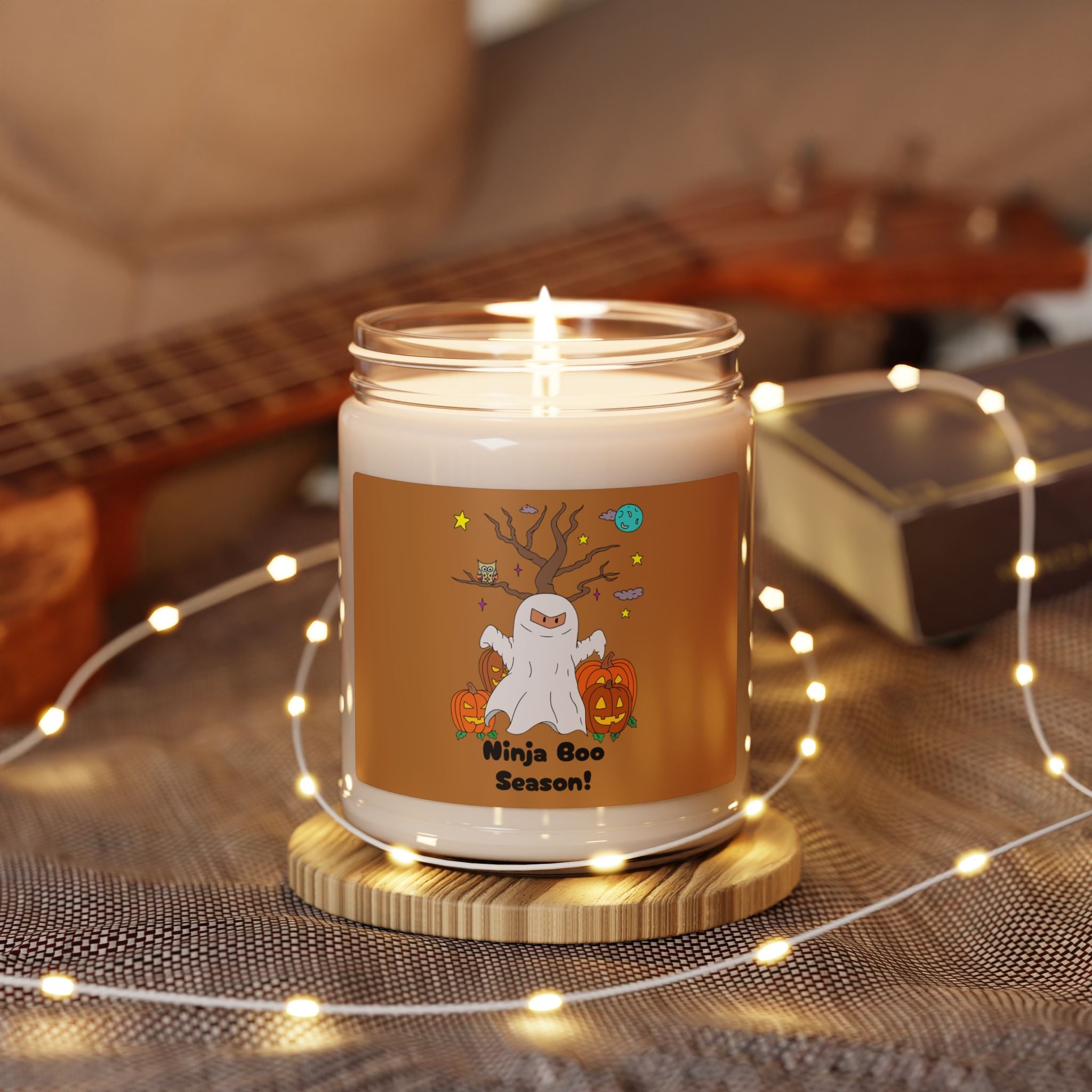 Ninja Boo Season Soy Candle, Halloween Decor, Autumn Aromatherapy, Gift for Spooky Season, Eco-Friendly Candle, 9oz