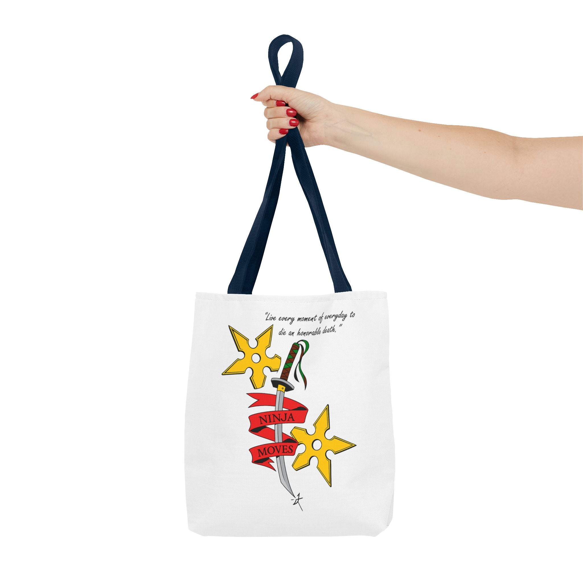 Honorable Death Tote Bag, Stylish Shopper Bag, Gift for Martial Arts Fans, Unique Graphic Tote, Motivational Quote Bag