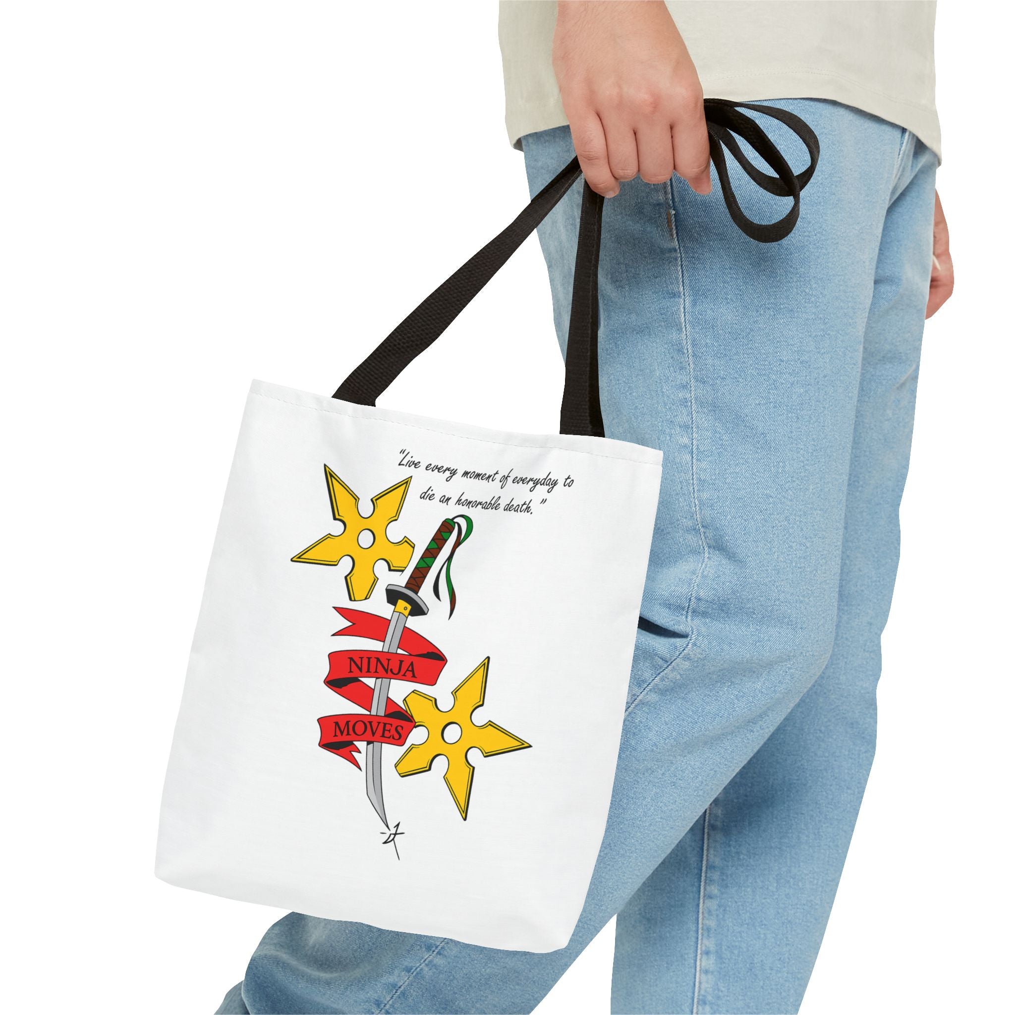 Honorable Death Tote Bag, Stylish Shopper Bag, Gift for Martial Arts Fans, Unique Graphic Tote, Motivational Quote Bag