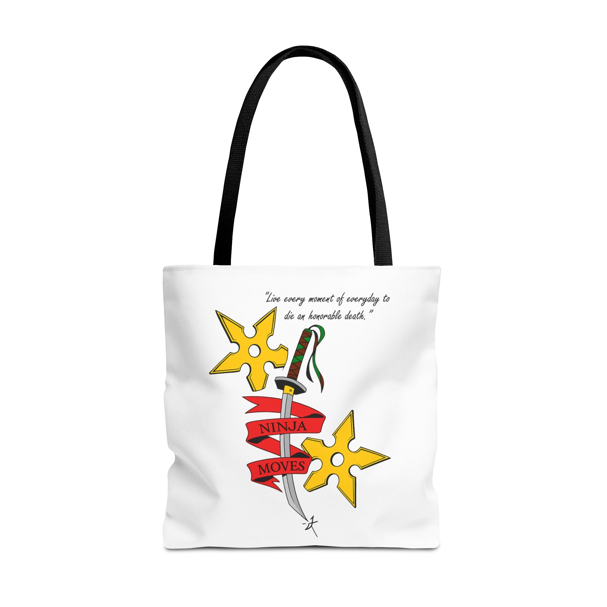 Honorable Death Tote Bag, Stylish Shopper Bag, Gift for Martial Arts Fans, Unique Graphic Tote, Motivational Quote Bag