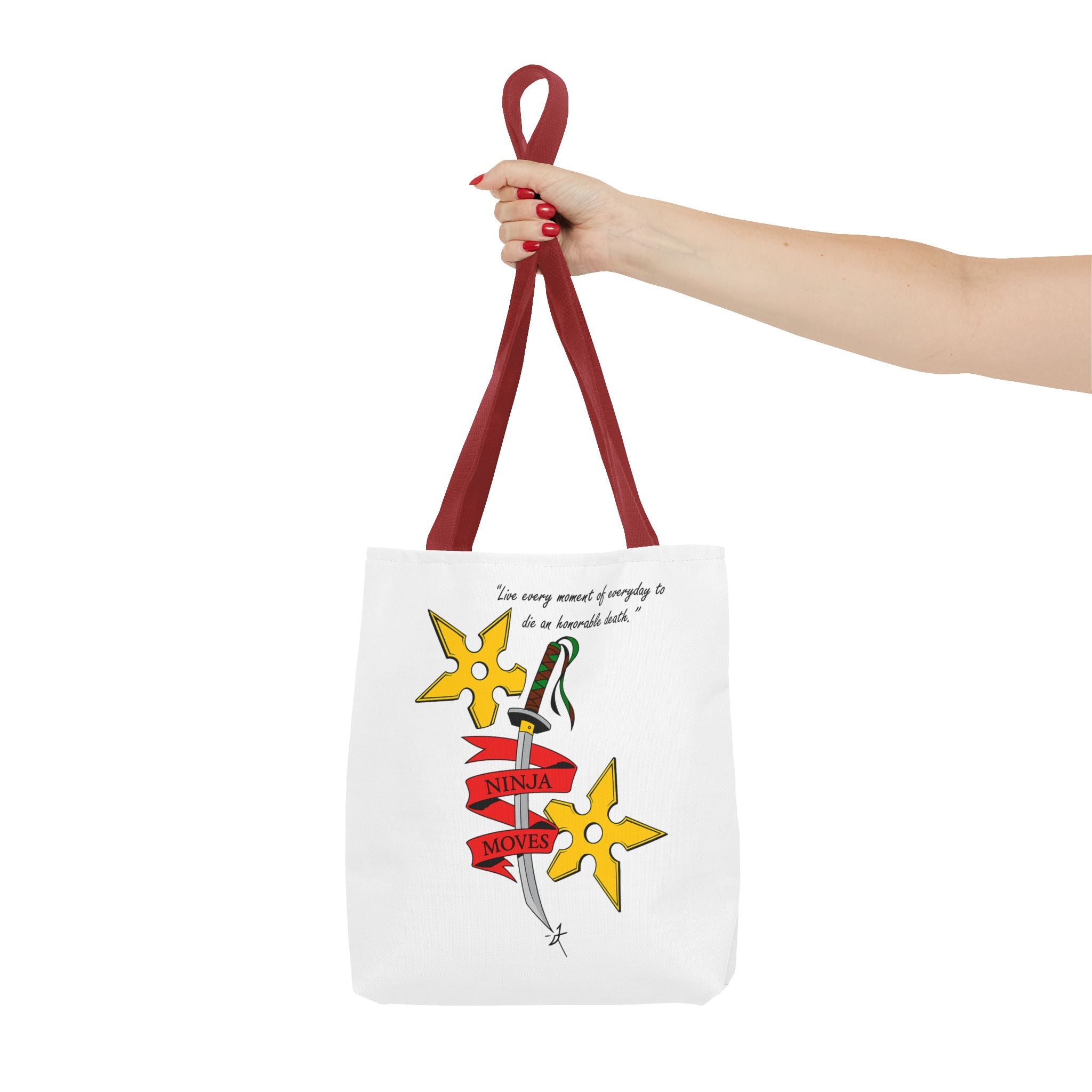 Honorable Death Tote Bag, Stylish Shopper Bag, Gift for Martial Arts Fans, Unique Graphic Tote, Motivational Quote Bag