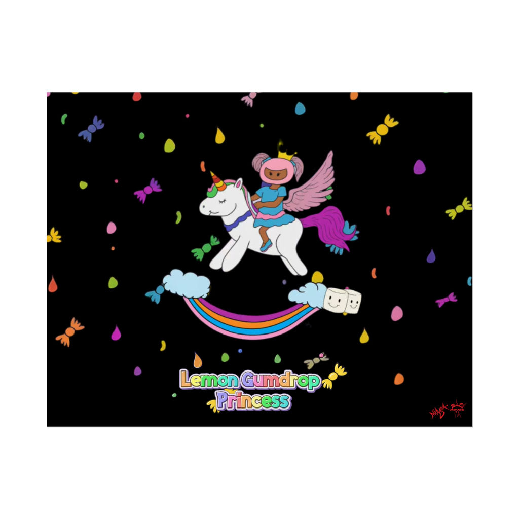 Lemon Gumdrop Princess Rolled Poster — Cute Unicorn Rainbow Wall Art