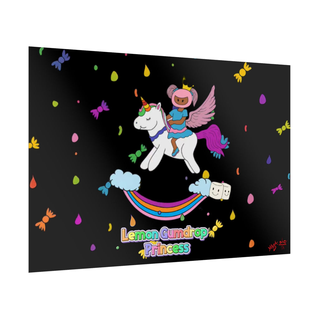 Lemon Gumdrop Princess Rolled Poster — Cute Unicorn Rainbow Wall Art