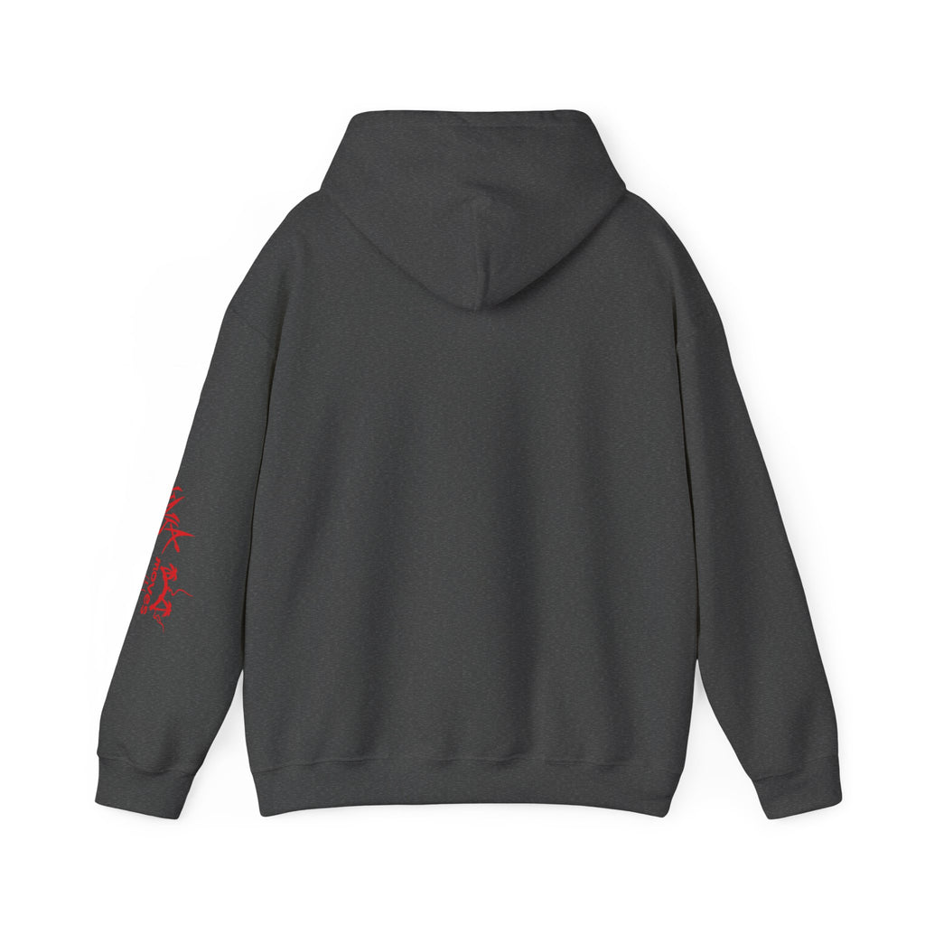 Ninja Moves Hoodie — Brand Ninja Logo with Red Sleeve Kanji